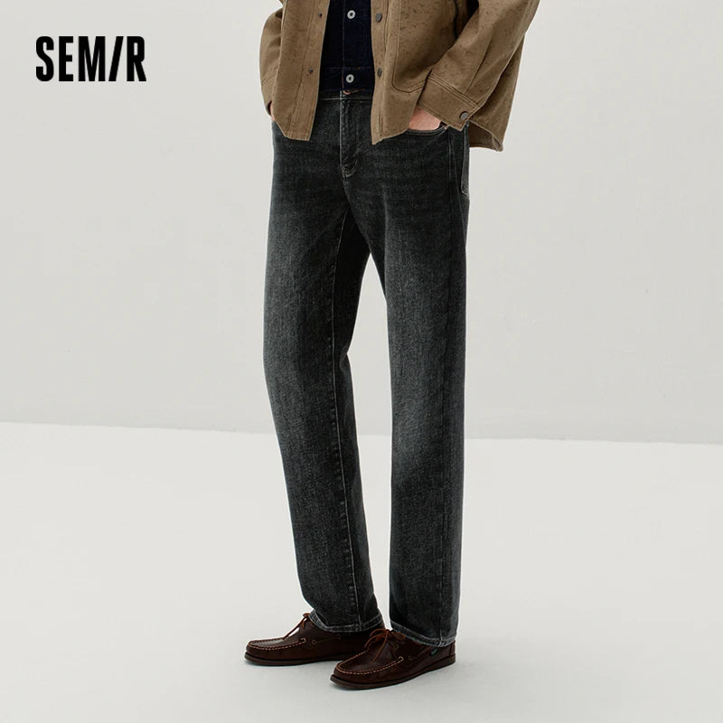 Semir Men Denim Jeans Cotton Stretch Regular Fit Straight Leg Vintage Wash Modern Style Versatile 2026 New Winter Daily Wear