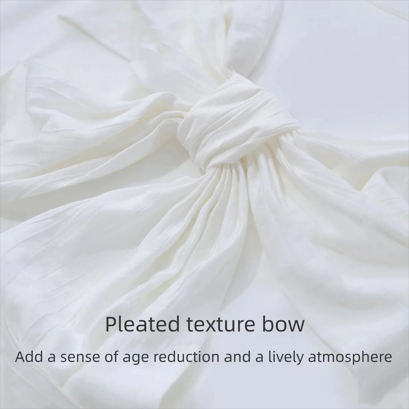 Amii Women Round Neck Black Pure Cotton T-Shirt Casual Short Sleeve Loose Fit Tee 3D Bow Applique Top 2026 Summer New 12642127