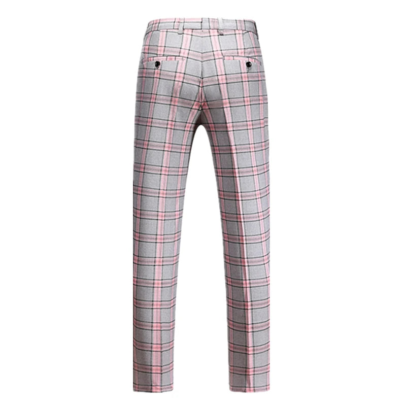 2026 New Men's Striped Suit Pants, Fashion Slim Trousers, Wedding Party Dress Pant Men Red Gray Purple Pantalones Hombre M-6XL