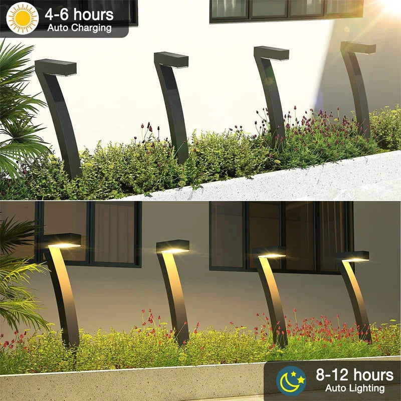 4pc 7-Shaped Solar Garden Light LED Lawn Pathway Decorative Lamp Solar-Powered Outdoor Lighting for Yard Patio Driveway