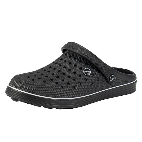 Men's Breathable Clogs Slippers Black Non-slip EVA Garden Shoes Outdoor Beach Sandals Casual Slip-on Mules