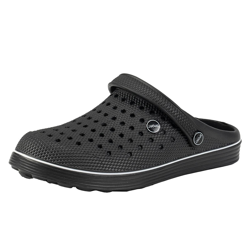 Men's Breathable Clogs Slippers Black Non-slip EVA Garden Shoes Outdoor Beach Sandals Casual Slip-on Mules