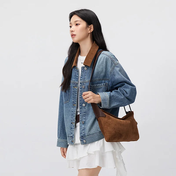 អាវក្រៅ Semir សម្រាប់នារី កអាវបត់ចុះក្រោម ស្មារលុង សមល្អ រដូវស្លឹកឈើជ្រុះ ឆ្នាំ២០២៦ អាវក្រៅបែប Vintage Streetwear