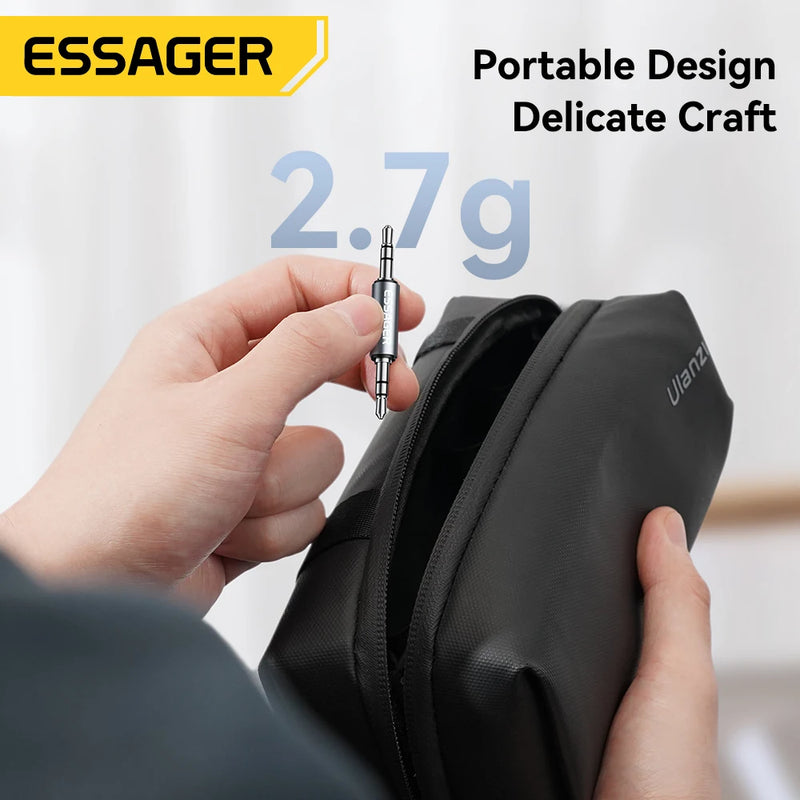 ឧបករណ៍ភ្ជាប់អូឌីយ៉ូ Essager 3.5mm បុរសទៅបុរស Jack សម្រាប់ទូរស័ព្ទចល័តកាសស្តាប់ត្រចៀករថយន្ត MP3 ឧបករណ៍បំពងសម្លេងកុំព្យូទ័រយួរដៃថេប្លេត Jack ស្តេរ៉េអូ