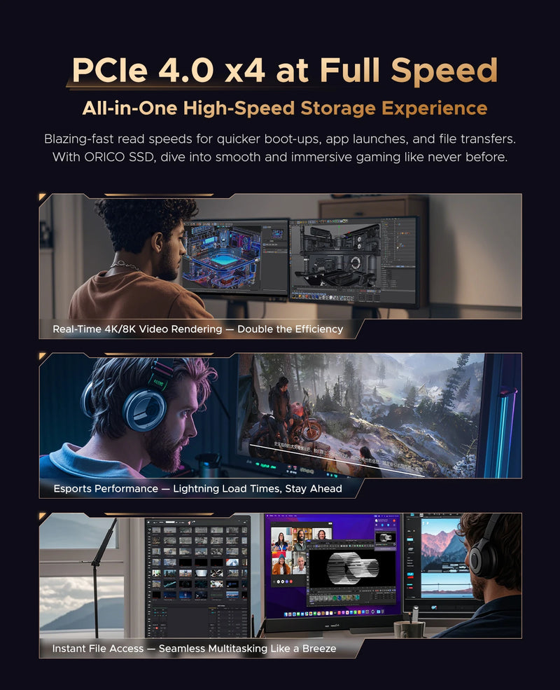 ORICO OG7000 1TB 2TB PCIe Gen4 NVMe SSD, Up to 7400MB/s,, Graphene Thermal Solution, Ideal for 4K Video Editing 3D Rendering PS5
