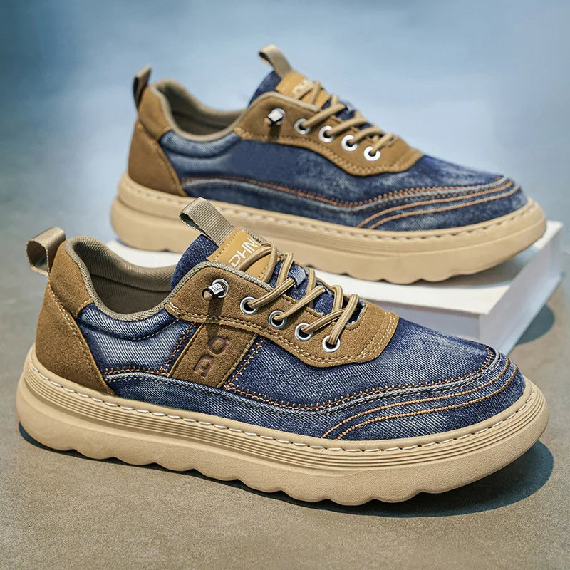 Men's Canvas Casual Tide Shoes Four Seasons Breathable lightweight Soft-Sole anti Slip Comfort Outdoor Walking Sports Board Shoe