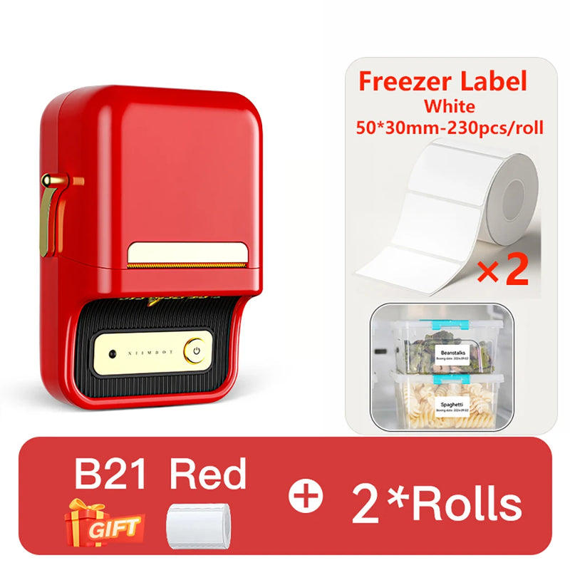 NIIMBOT B21 Kitchen Label Printer 20-50mm Wireless Thermal Label Maker with Freezer Labels Inkless Adhesive Sticker for Home