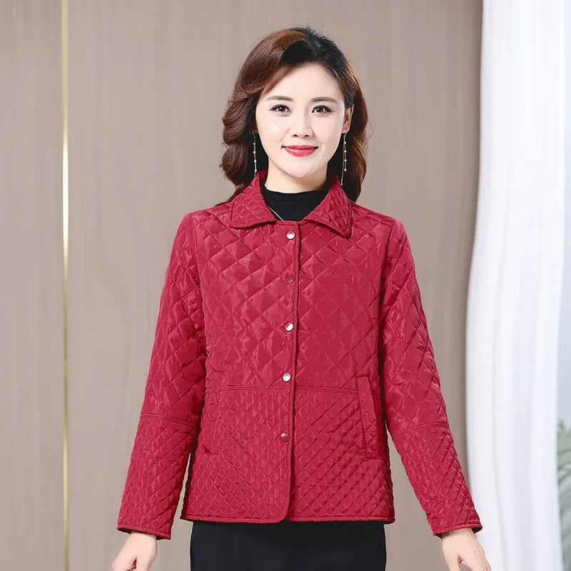 អាវធំរដូវស្លឹកឈើជ្រុះរដូវរងាថ្មីសម្រាប់នារី អាវធំស្តើង ធ្វើពីកប្បាសស្រាល រក្សាភាពកក់ក្តៅ អាវក្រៅធម្មតាសម្រាប់នារីកូរ៉េ