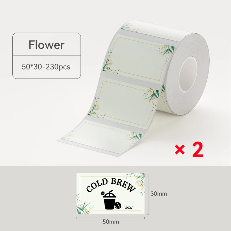 2 Rolls NIIMBOT B1 B21 B3S Thermal Label Clothing Price Food Self-adhesive Tag Waterproof Office Pocket Printer Label Paper