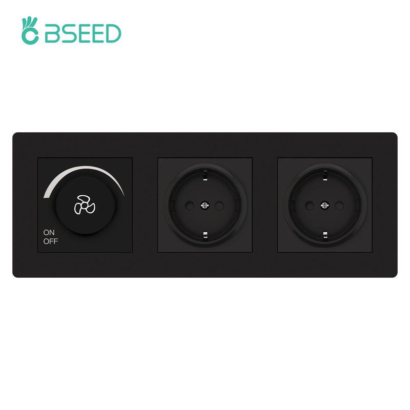 BSEED Fan Switch Knob Button Switch Adjust Speed With Wall Power Socket Switch ON OFF Plastci Frame Black 220V