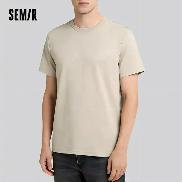 Semir 2026 Short-Sleeved T-Shirt Men Spring New Pure Cotton Bottoming Shirt Simple Commuting Casual Top Solid Color Round Neck