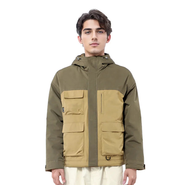 HUMTTO Outdoor Cotton Windbreaker Coats Warm Camping Hiking Jackets Autumn Winter Men's Jacket Waterproof Sports Hunting Jacket