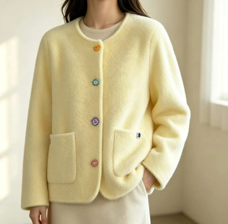 2026 Autumn Winter New Small Fragrant Buckle French Top Knitted Cardigan Sweater Candy Color Coat Women Slim Jackets Casacos