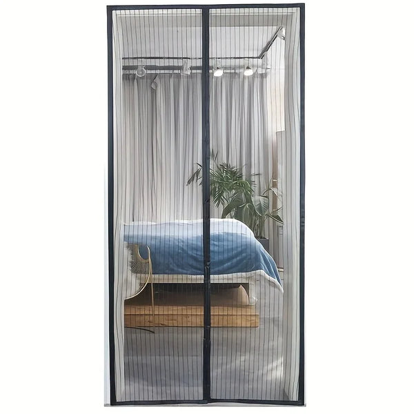 Easy-Install Magnetic Mesh Curtain for Summer, Heavy-Duty Striped,for Various Room And Door Types,Insect-Proof for All Seasons