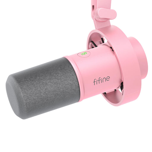 FIFINE XLR Dynamic Microphone for Recording,USB Streaming Mic with Volume Control/Monitoring/Touch-mute for PC,Mixer-K688P Pink