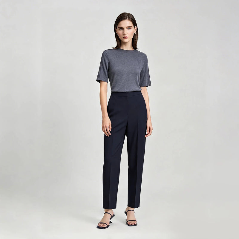 Amii Women's Tapered Pants 2026 Summer New Tie Waist Solid Color Trousers Office Versatile Ankle-Length Pants For Women 12622188