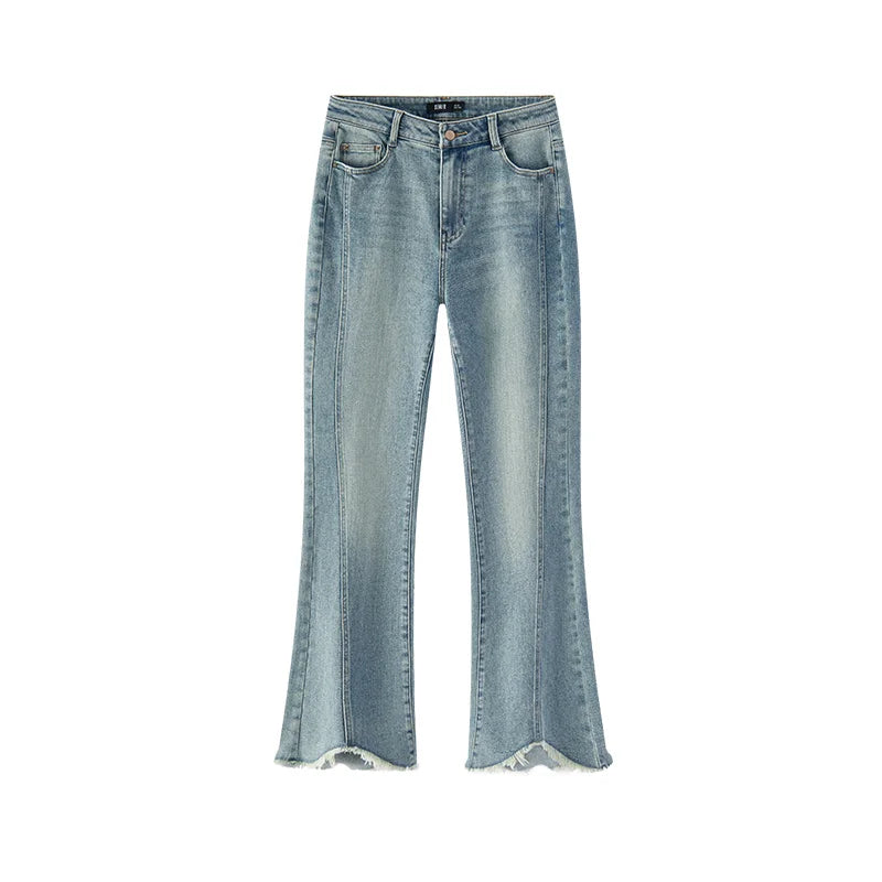 Semir Flare Jeans Women 2026 Spring Split Raw Flare Leg Length Trendy Retro Style Fashion Long Trousers