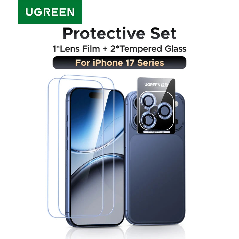 UGREEN Screen Protector For iPhone 17 Pro Full Cover Tempered Glass For iPhone 17Pro Max Air 16 Pro Camera Lens Protectors