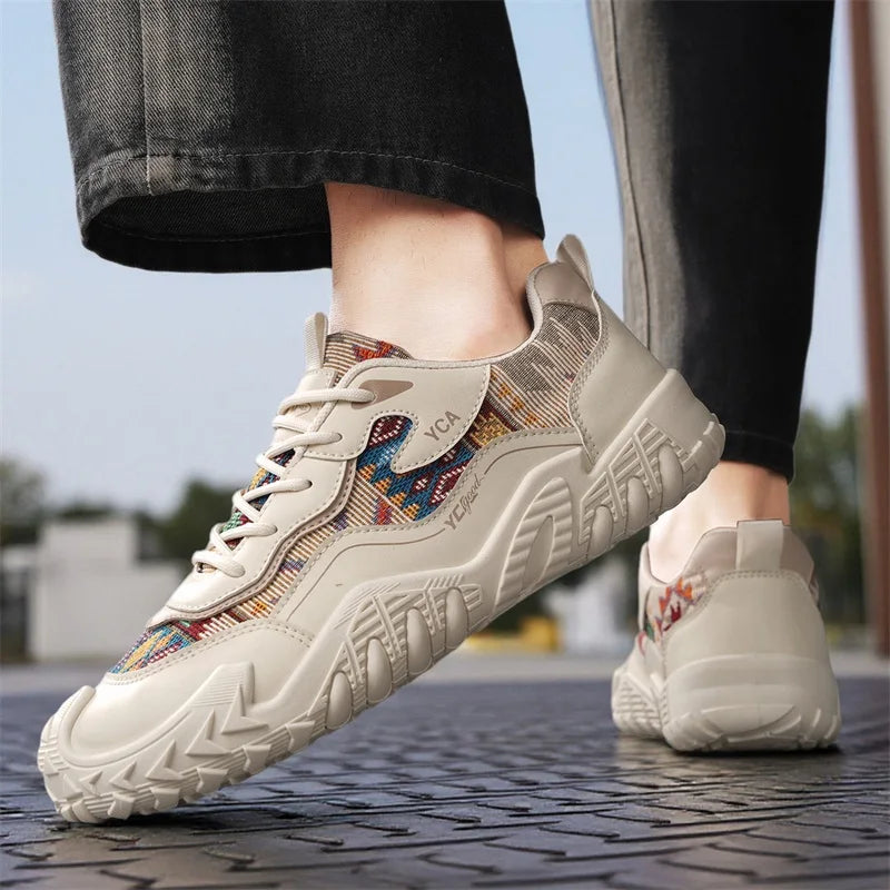 Men's flat tide casual sneakers summer walking shoes soft-sole outdoor running shoes breathable lightweight speed sports shoes