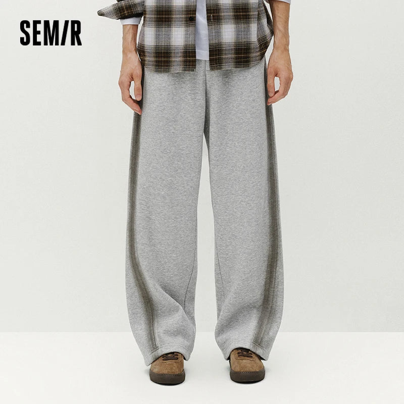 Semir Men Pants Fleece Lined Loose Fit Straight Leg Retro Style 2026 Winter Comfort Fit Everyday Style Full Length
