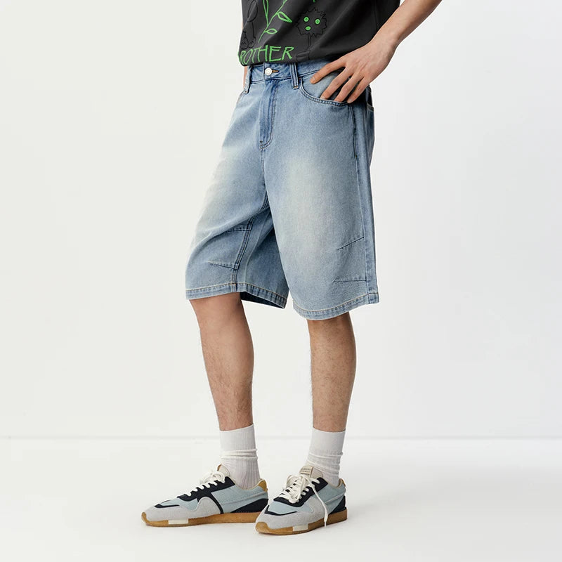 ខោខ្លីបុរស Semir ស្រាលត្រជាក់បែប Vintage ខោ Denim បោកគក់ប្រវែងជង្គង់ រដូវក្ដៅឆ្នាំ 2026 រលុងត្រង់
