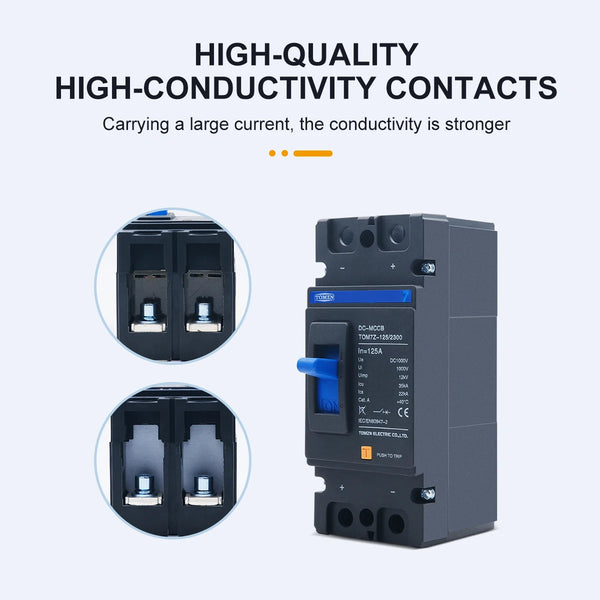 TOMZN 2P DC 1000V DC Solar Molded Case Circuit Breaker MCCB Overload Protection Switch Protector for Solar Photovoltaic PV
