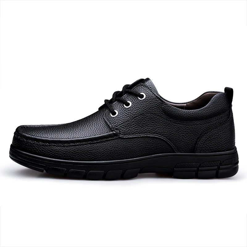 Men's Genuine Leather Casual Oxford Shoes Lace‑Up Thick Sole Non‑Slip Comfort Business Dress Walking Shoes Big Sizes 48 49 50