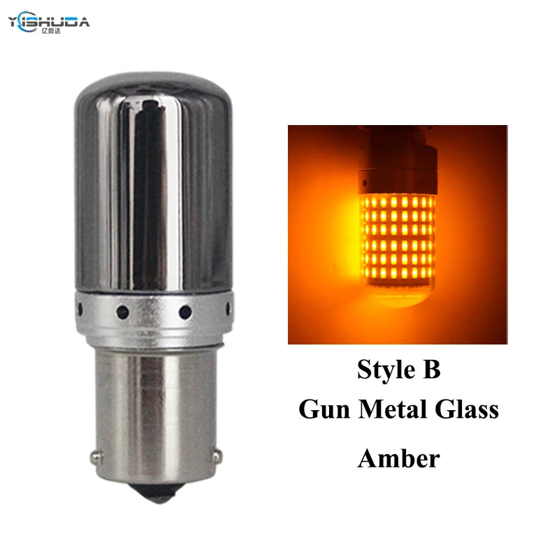 ភ្លើងសញ្ញាបត់រថយន្ត LED ជាសកល 2PCS 12V/24V ឌិកូដប្រឆាំងនឹងស្ត្រូបូស្កូប 1156 3014 144 ភ្លើងចំហៀង 157 ភ្លើងហ្វ្រាំង T20