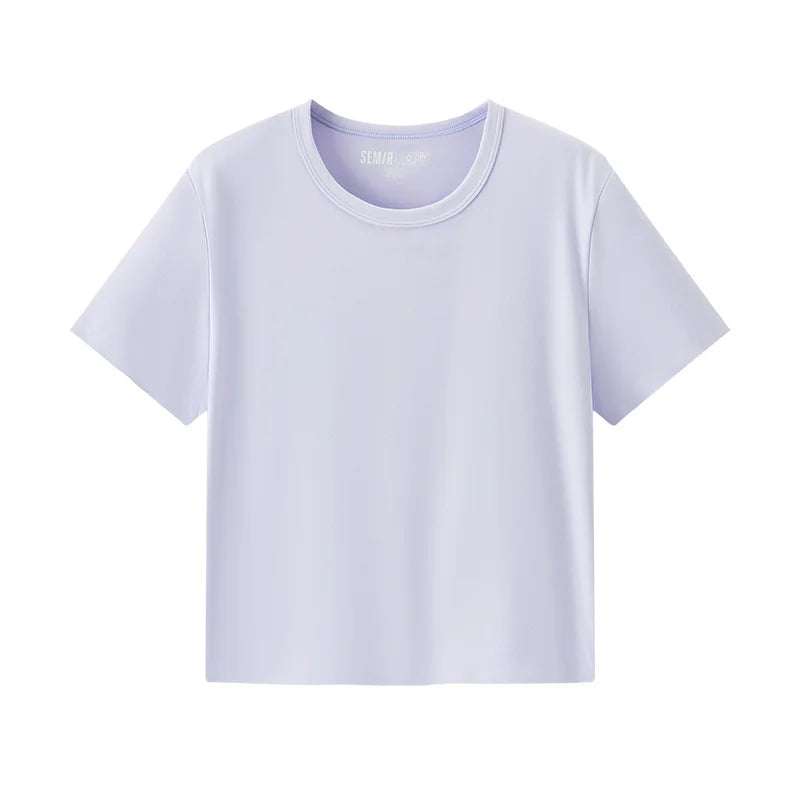 Semir Women Tshirt Moisture Wicking Quick Dry UV Protection Solid Petite 2026 Summer Basic Casual Style Slim Soft Comfy Top