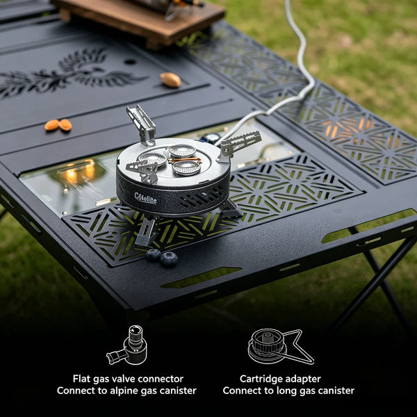 Camping Gas Stove Portable Split Burner Preheating Tube 8800W High Power  Wind Shield Folding Legs Butane For Hiking Fishing