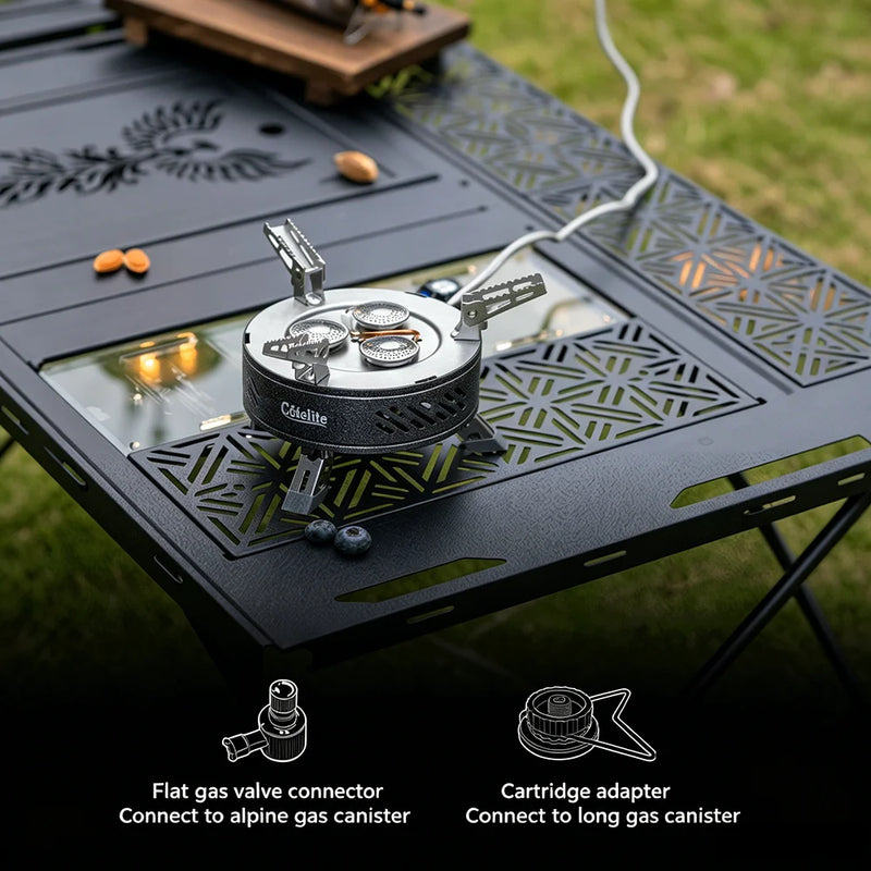 Camping Gas Stove Portable Split Burner Preheating Tube 8800W High Power  Wind Shield Folding Legs Butane For Hiking Fishing