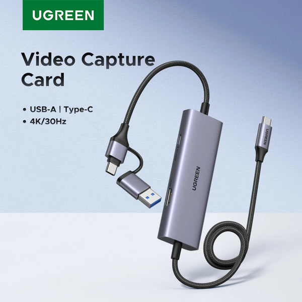 UGREEN Type C USB-C HDMI Video Capture Card with HDMI Zero-Latency Pass-Through, 100W PD Charging, 4K@30Hz Recording, Streaming