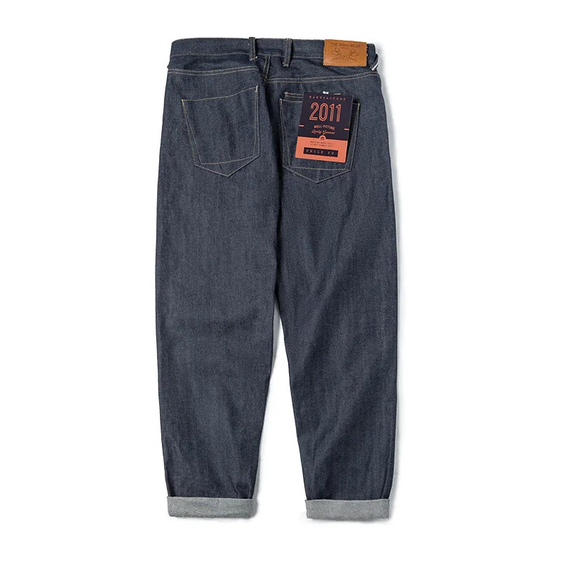 Maden Vintage 13.5oz Heavyweight Selvedge Raw Denim Jeans Men's Straight Fit Cotton Jeans Casual Pocket Trousers Fall Winter