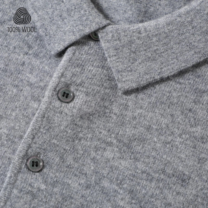 100% Wool. High-quality Men's Warm Sweater, Business Casual Stretchable POLO Shirt, Fall/winter Pullover Knitted Sweater.