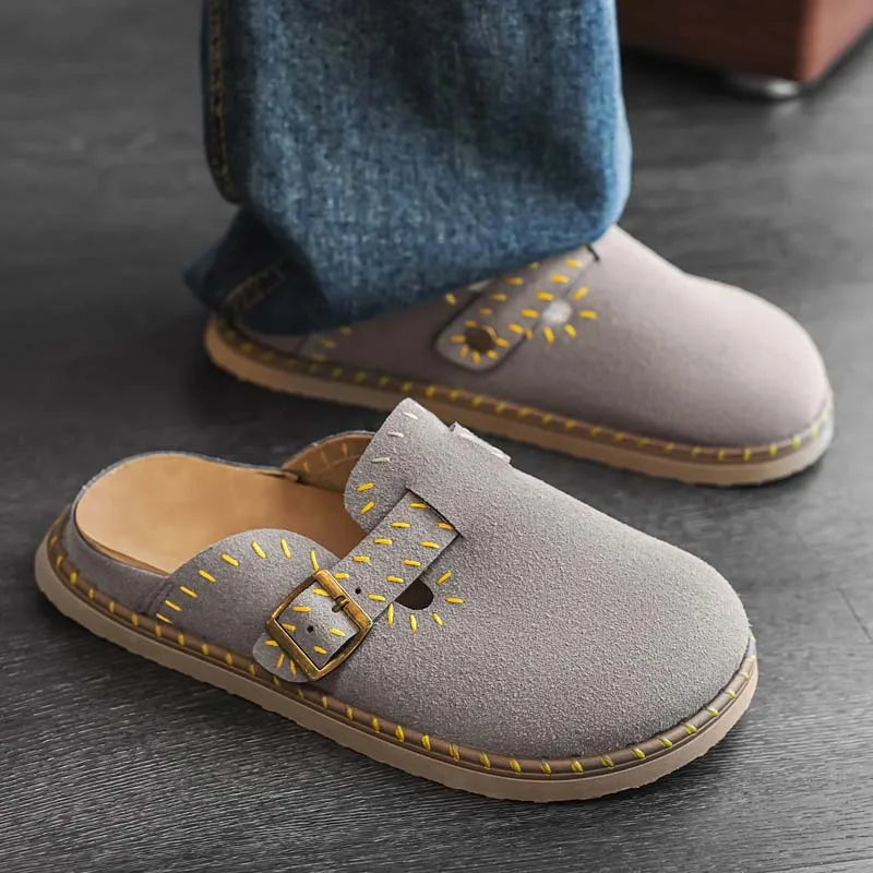 Men's Mules slip on casual shoes new summer breathable light soft-sole anti-slip outdoor fashion versatile walking semi slippers