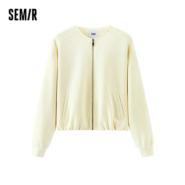 អាវក្រៅស្ត្រី Semir កមូលរាងមូល រលុង ស្មាធ្លាក់ ទន់ ធម្មតា ស្ទីលសម្លៀកបំពាក់ខាងក្រៅរដូវស្លឹកឈើជ្រុះ ពាក់ប្រចាំថ្ងៃ 2026