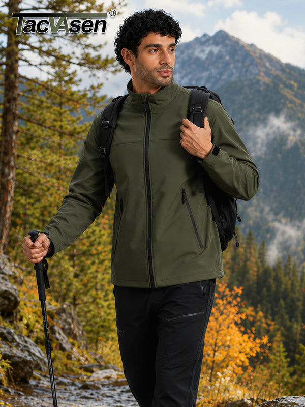 TACVASEN Men's Winter Lightweight Fleece Lined Tactical Softshell Jacket Waterproof Breathable Warm Outdoor Hiking Windbreaker