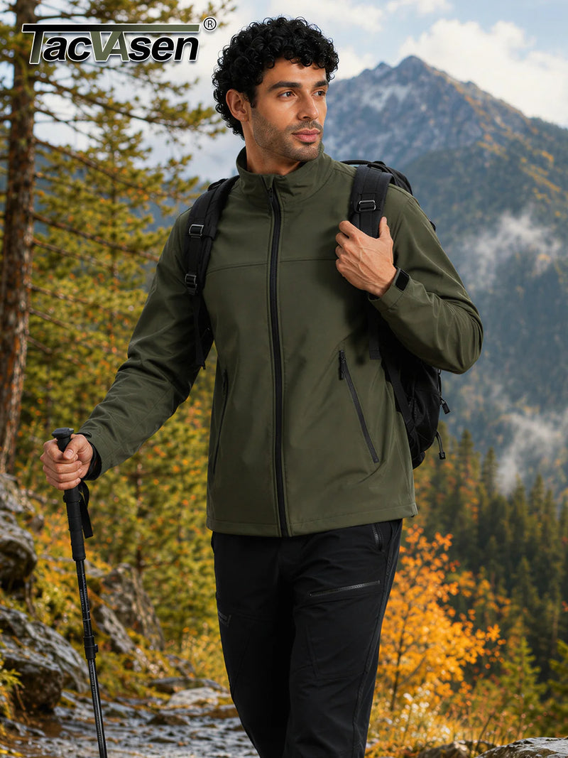 TACVASEN Men's Winter Lightweight Fleece Lined Tactical Softshell Jacket Waterproof Breathable Warm Outdoor Hiking Windbreaker