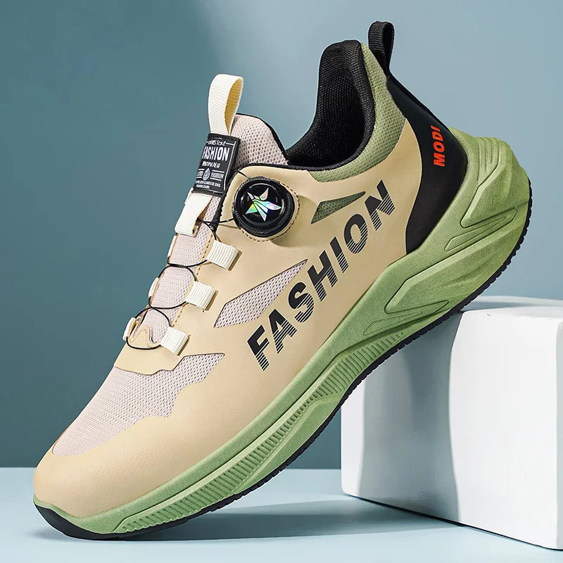 Men's rotating buckle casual sneakers four seasons new breathable lightweight outdoor running shoes students speed sport shoes