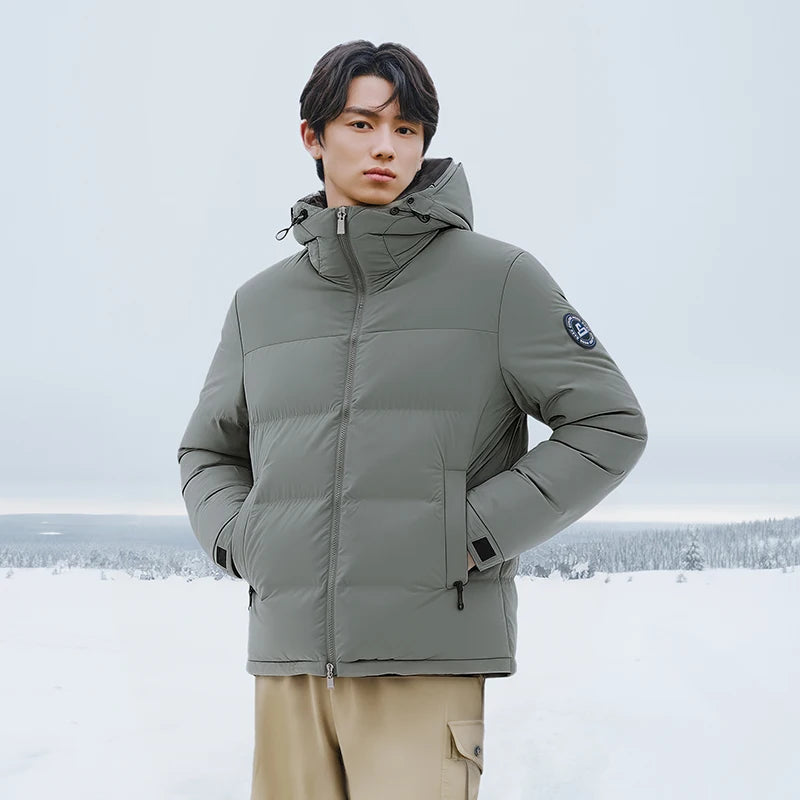 Semir Grey Duck Down Jacket Warm Windproof Men 2026 Winter Short Style Loose Fit Daily Wear Cold Weather Outerwear Coat
