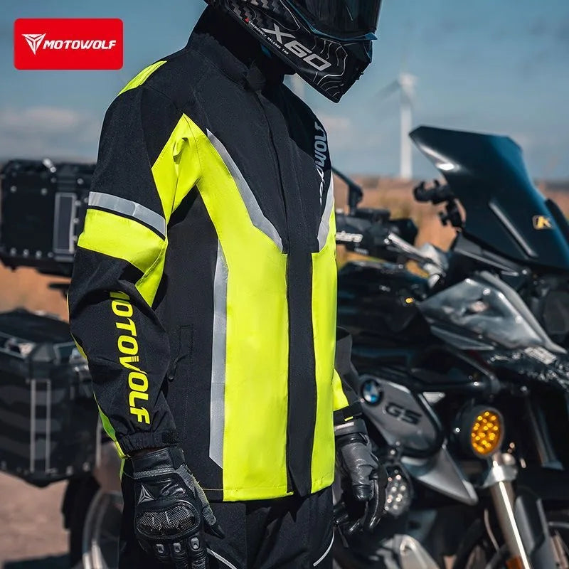 ឈុតអាវភ្លៀងជិះម៉ូតូ MOTOWOLF អាវការពារទឹក ការពារព្យុះភ្លៀង អាវសម្រាប់ជិះលេងក្នុងពិធីជួបជុំ ការពារភ្លៀងសម្រាប់អ្នកជិះតែម្នាក់