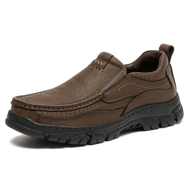 Mens Slip On Leather Shoes Men Outdoor Casual Shoes Oxfords Handmade Shoes 38-46 Dropshipping