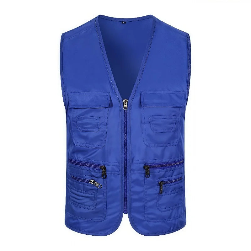 Male Outerwear Vest Thickened Zipper Work Vest Custom Printing Logo Multi-Pocket Activity Vest Team Workwear 9 Colors