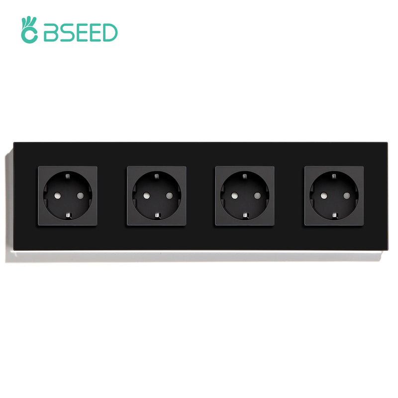 BSEED EU Standard Wall Electrical Sockets Type-C Outlets Wall Power Socket USB Charge Port Glass Panel Kids Protection 16A