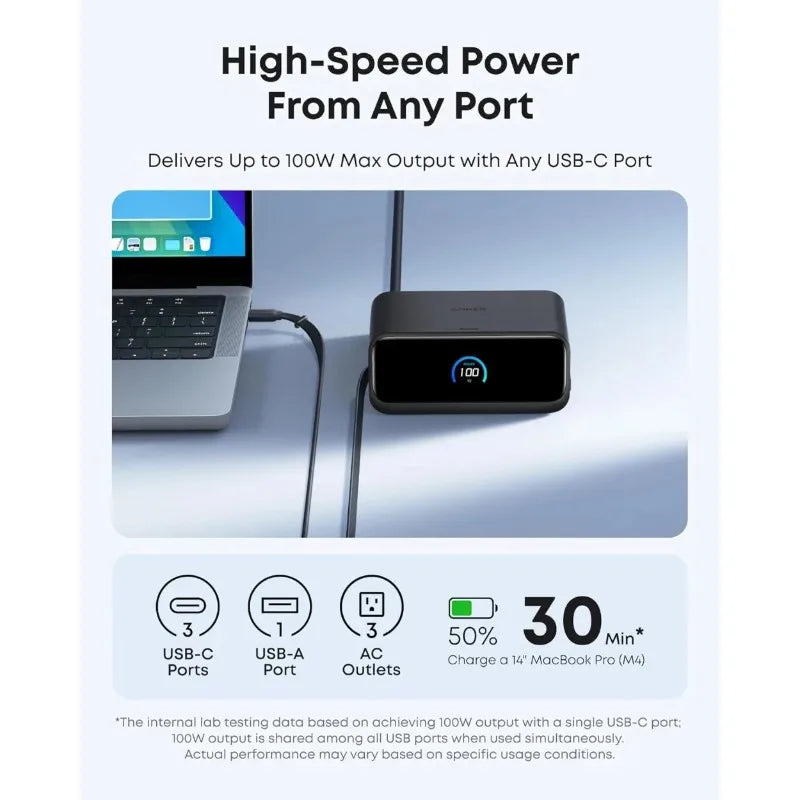 ខ្សែសាក Anker Nano Desktop 100W PD លឿន 66W សម្រាប់កុំព្យូទ័រយួរដៃ iPhone Huawei