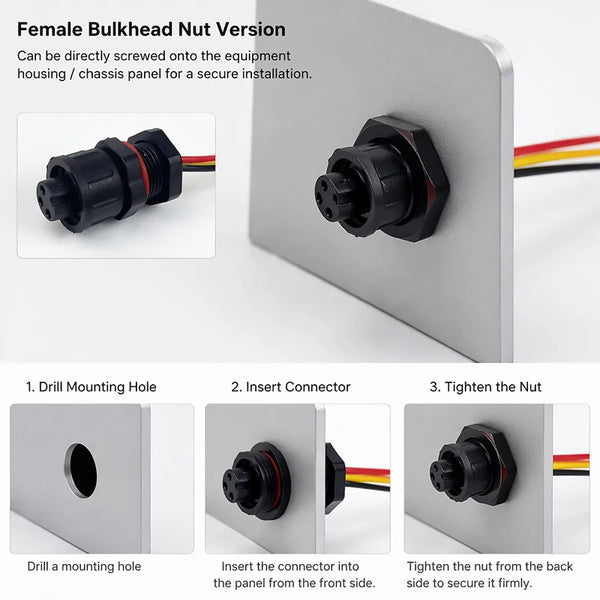 ឧបករណ៍ភ្ជាប់អាកាសចរណ៍ IP65 M12 បន្ទះម៉ោនចំនួន 10 ដុំ មានខ្សែភ្ជាប់ជាមុនសម្រាប់បុរស និងស្ត្រី 2P 3P 4P 5Pin ឧបករណ៍ភ្ជាប់អគ្គិសនីការពារទឹក