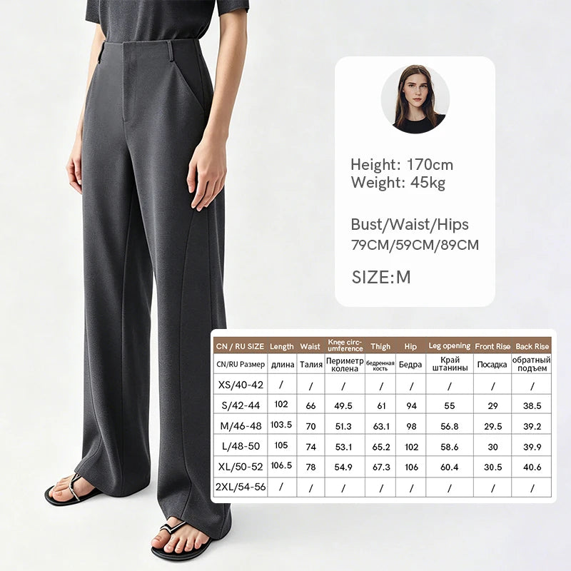 Amii Women's Flare Pants 2026 Autumn New Casual Stretch Office Trousers Long Length Comfy Twill Straight Pants Women 12613010