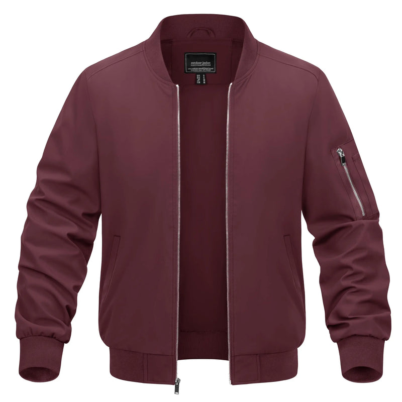 TACVASEN Spring Baseballl Jackets Mens Windbreaker Hiking Trekking Fishing Jackets Outdoor Full Zip Casual Coats Outwear Tops