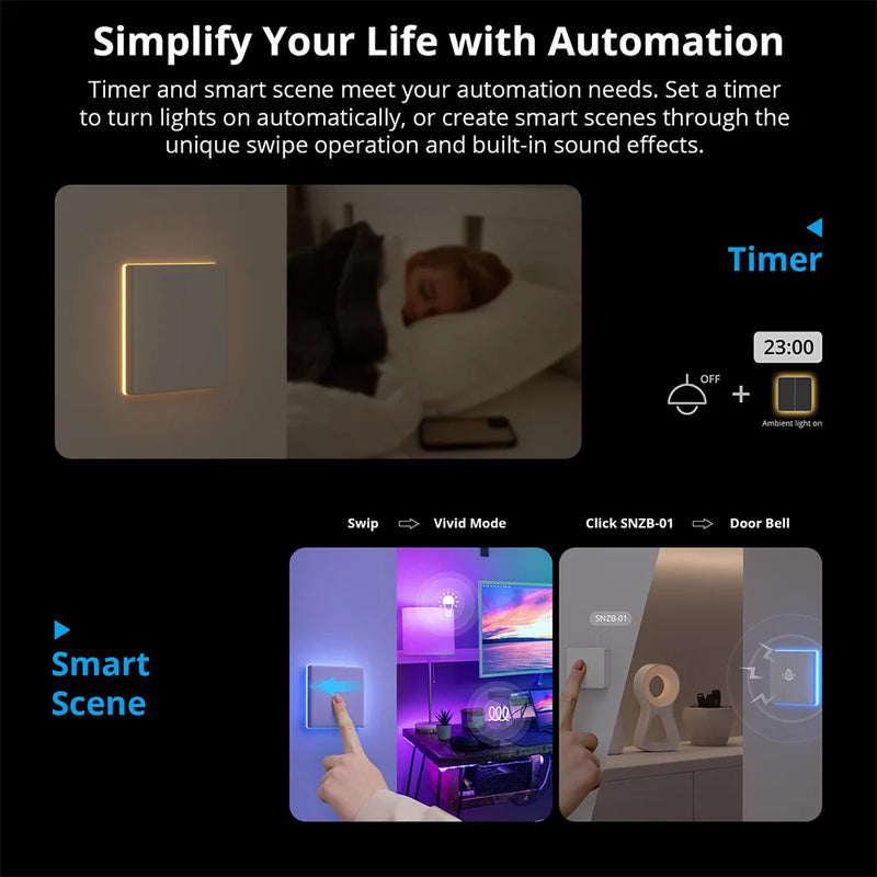 SONOFF T5 US WiFi Smart Wall Switch IR Remote Full Touch Access LED Light Multi-Sensory eWeLink Voice Control via Alexa Google