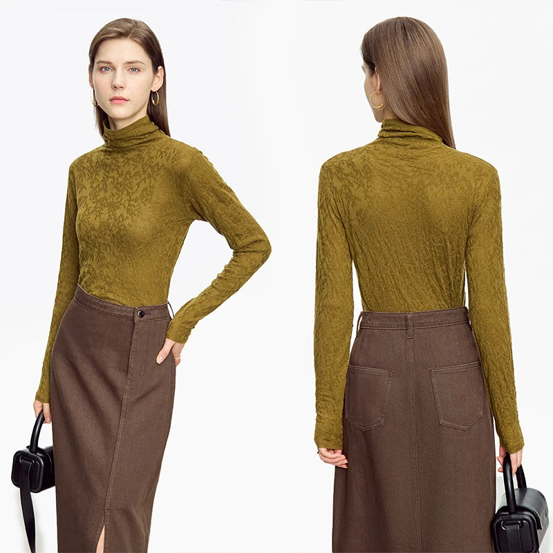 អាវយឺត AMII Turtleneck អាវយឺតដៃវែងសម្រាប់ស្ត្រីឆ្នាំ ២០២៦ រដូវរងាថ្មី Pullover ប៉ាក់ស្លីមកំពូលស្ត្រី ១២៥២៤១២៨